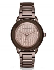 Michael Kors MK6245 Kinley Women's Brown Dial Pave Crystals Stainless Steel Quartz Watch