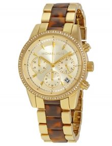 Michael Kors MK6322 Ritz Ladies Gold Plated Stainless Steel Chronograph Watch