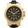 Michael Kors MK8445 Dylan Black Dial Gold-Tone Watch with Silicone Strap