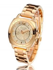 Coach 14501534 Boyfriend Ladies Gold Plated Stainless Steel Square Watch