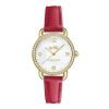 Coach 14502452 Delancey Ladies Gold Plated Round Watch with Red Leather band