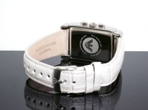 Armani Classic Silver Womens' Ar0295 Leather Chronograph Watch-14148