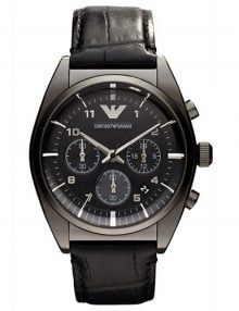 Emporio Armani AR0393 Classic Gents Black Ion Plated Chronograph Watch