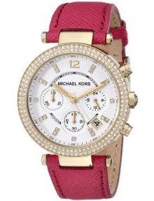 Michael Kors MK2297 Parker Ladies Silver Leather Chronograph Watch