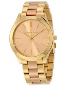Michael Kors MK3493 Runway Ladies Gold Plated Stainless Steel Slim Watch