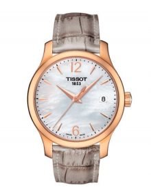 Tissot T063.210.37.117.00 T-Tradition Ladies Rose Gold Plated Round Watch