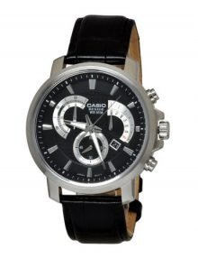 Casio BEM-506L-1AVEF Beside Gents Black Leather Chronograph Watch