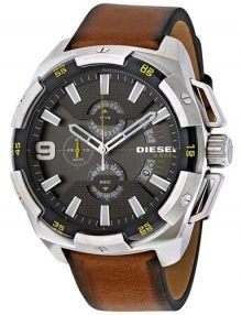 Diesel DZ4393 Heavyweight Gents Grey Leather Chronograph Watch