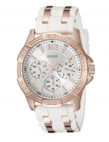 Guess U0615L1 Ladies Silver Silicon Chronograph Watch