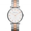 Marc Jacobs Ladies White Mid Size Dial Two Tone Rose Gold Slim Baker MBM3312 Watch