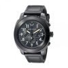 Armani Sportivo ar6063 men's black watch - chronograph mid black ion case leather band