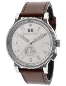 Burberry Classic bu7683 men's silver watch - classic mid steel case leather band