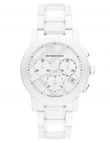 Burberry BU9080 Unisex Silver Ceramic Chronograph Watch