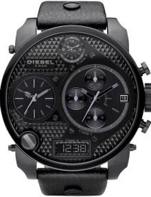 Diesel Men's SBA Black Mens Chronograph Over Size Dial Dual Display Gents Watch DZ7193
