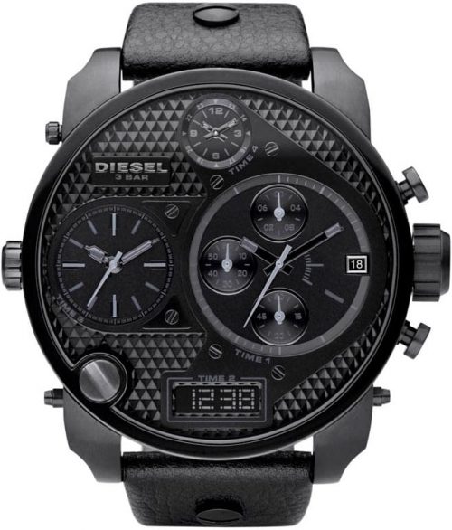 Diesel Men's SBA Black Mens Chronograph Over Size Dial Dual Display Gents Watch DZ7193