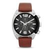 Diesel oversizeflow dz4298 men's black watch - chronograph mid steel case leather band