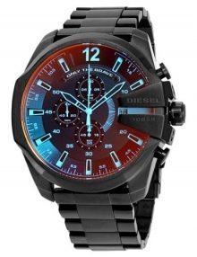 Diesel Mega Chief dz4320 men's black watch - chronograph oversize black ion case black ion band