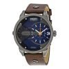 Diesel Mini Daddy dz7341 men's blue watch - elegant oversize black ion case leather band
