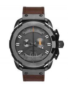 Diesel Icon dzs0003 men's black watch - chronograph oversize black ion case leather band