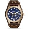 Fossil JR1505 Nate Mens Blue & Gold Chrono with Brown Leather Band