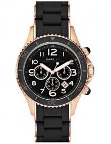 Marc Jacobs Pelly Chronograph Black Dial Rose Gold-tone Steel Ladies Watch MBM2553