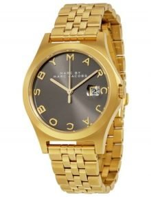 Marc Jacobs Baker mbm3351 women's brown watch - slim mid steel case gold band