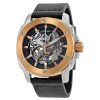 Fossil Modern me3084 men's black watch - skeleton oversize rose gold case leather band