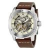 Fossil Modern me3085 men's silver watch - skeleton oversize steel case leather band