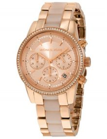 Michael Kors Ritz mk6309 women's rose gold watch - sparkling mid rose gold case rose gold band