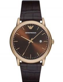 Armani Ar2503 Brown Men's Rose Gold Toned Classic Watch