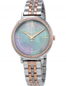 Michael Kors Cinthia Grey Mother Of Pearl Ladies Crystal Watch MK3642