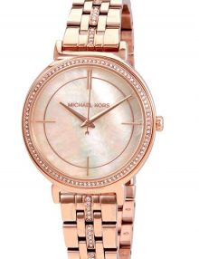 Michael Kors Cinthia Rose Gold Mother Of Pearl Ladies Crystal Watch MK3643